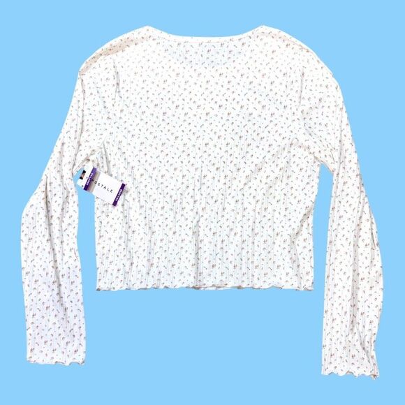 Aeropostale Seriously Soft Shrunken Tee XXL Floral Print White Long Sleeve NEW - Picture 2 of 6